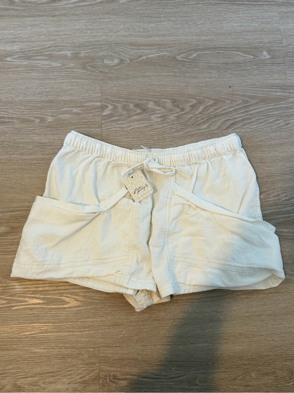 Free People Good Fortune Solid Cotton-Linen Shorts in White